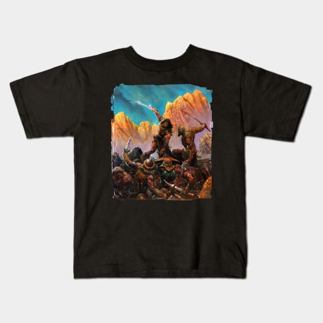 Black Colossus battle Kids T-Shirt by sharpy